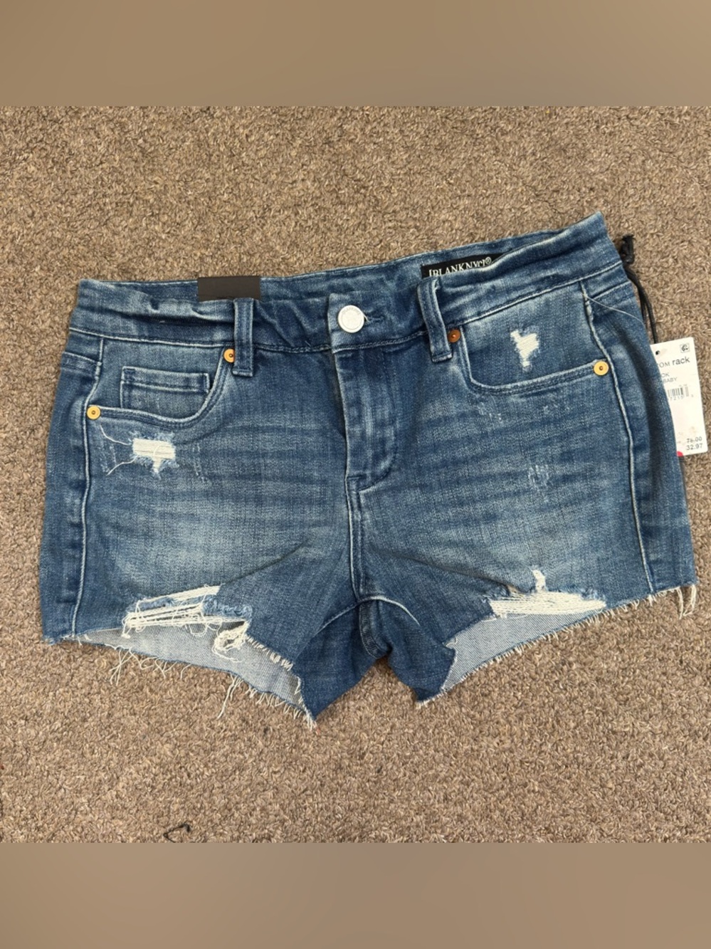 Blank NYC Blue Distressed Denim Cutoff Shorts